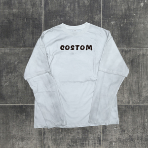 T-shirt à manches longues vintage blanc personnalisé pour homme, coupe classique, en maille gaufrée 300 g/m², respirant, polyester/coton, de luxe - Product Image 4