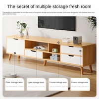 Meuble TV en Bois Massif Style Nordique Design Moderne et Simple pour Chambre, Salon, Petits Appartements avec Table Basse Assortie
