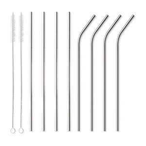 Pailles à boire en acier inoxydable, 241 pièces, avec brosse de nettoyage et pointes de Silicone, accessoires de Bar, 8mm x 100mm(l), vente en gros - Product Image 5