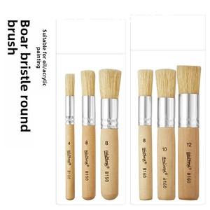 Pinceaux ronds à poils naturels pour <span class=keywords><strong>peinture</strong></span>, manche en bois, lot <span class=keywords><strong>de</strong></span> 5, pour <span class=keywords><strong>peinture</strong></span> à l'<span class=keywords><strong>huile</strong></span>, acrylique, aquarelle - Product Image 2
