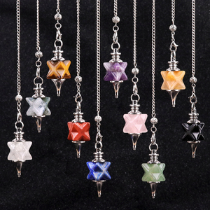 Đá tự nhiên merkaba sao con lắc tinh thể điểm chữa bệnh Reiki cảm xạ Wicca bói toán công cụ thủ công đá - Product Image 2