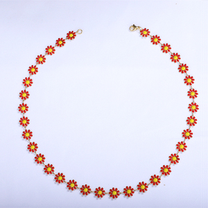 Bijoux décoratifs à la main en acier inoxydable à la mode Bracelets colorés chaîne à main fleur lien chaîne métal émail collier - Product Image 5