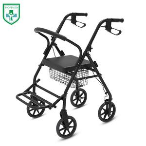 Hopemed <b>Rollator</b> <b>Walker</b> With Seat And Basket Lightweight Foldable For Elderly Mobility Aid Manual Operation Black - Product Image 3