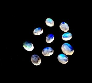 10pcs High Quality Natural Rainbow Moonstone Smooth Oval Shape White Fire Loose Gemstone Cabochons for Jewelry <b>Stone</b> Beads - Product Image 4