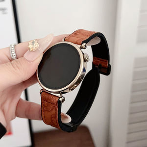 Bracelet de montre en cuir véritable à motif irrégulier pour Samsung avec bracelet en cuir à boucle pliante magnétique pour <span class=keywords><strong>Huawei</strong></span> - Product Image 3