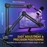Support de microphone Maono BA37 robuste et réglable en métal avec pince de bureau améliorée pour podcasting, enregistrement, streaming et jeux