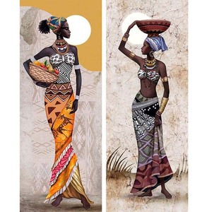 5D bricolage noir femmes fille africaine <span class=keywords><strong>photos</strong></span> broderie point de croix mosaïque décor à la maison pleine perceuse carré AB diamant nu Portrait - Product Image 2