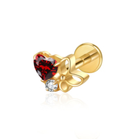 Lotus Manufacturer Vente en gros Bijoux d'oreille en titane pour piercing cartilage hélix, forme papillon cœur, avec moissanite et finition poli miroir