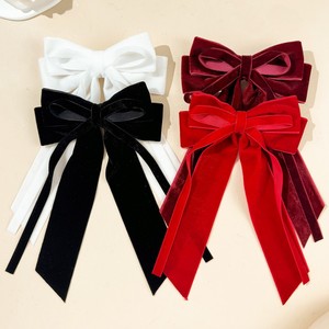 Lazos de terciopelo para el cabello con cinta grande, pinzas para el cabello para mujeres, niñas, bebés y niños pequeños, accesorios para el cabello de metal rojo - Product Image 5