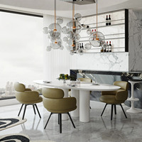 Table et chaises de salle à manger rotatives de style italien moderne, mobilier de loisirs en métal de luxe léger pour hôtel ou appartement