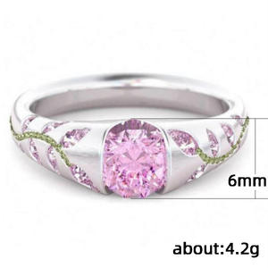 Anillo de compromiso de moda para mujer H106 con gema de zafiro, corte cojín, engaste de bisel y patrón vegetal - Product Image 6