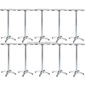 Tavolo e Sedie Pieghevoli Rotondi in Alluminio, Moderni e Portatili per Esterni, Giardino, Patio, Uso Commerciale e Interno, Colore Argento Lucido - Product Image 3