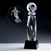 Trofeo de Fútbol de Cristal K9 al por Mayor HDW, Copa de Fútbol de Cristal Personalizada Hecha a Mano para Eventos Deportivos
