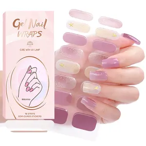 Wholesale Factory Price Semi Cured Gel Nail Wraps Valentine's Day Nail Stickers With Designs For Choice