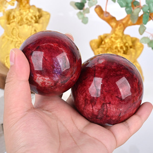 Wholesale Natural Crystal Gemstone Healing Blue <b>Red</b> Moonstone Sphere for Decoration - Product Image 6