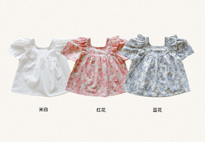 2024 all'ingrosso due pezzi grazioso estivo <span class=keywords><strong>camicia</strong></span> floreale Top e gonna pantaloncini di jeans coreani per bambini ragazza abbigliamento Set piccolo bambino - Product Image 3