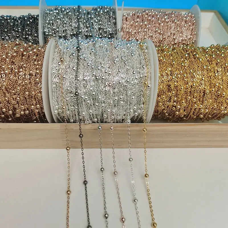 Chaîne perlée 3.5/4mm perles cuivre plaqué croix chaîne bricolage bracelets de cheville collier Bracelet fabrication de bijoux composant accessoires