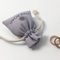 Sac à cordon en lin de coton gris, vente en gros, housse d'emballage de bijoux, pour boucles d'oreilles et colliers, pochette cadeau, 50 pièces