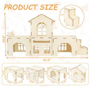 Castillo de Juego <span class=keywords><strong>para</strong></span> Conejos de Madera Ecológica, Casa Desmontable <span class=keywords><strong>para</strong></span> Conejos, Cobertizo <span class=keywords><strong>para</strong></span> Conejillos de Indias y Mascotas Pequeñas, Uso en Interiores - Product Image 3