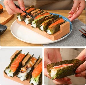 1 2 3 4 5 Sushi Handro llen halter Temaki Platten platte Holz Taco Halter Rack Walnuss Sushi Taco Tablett halter - Product Image 6