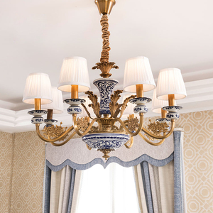 Design tradizionale moderno grande lampadario in ceramica di lusso Hotel soggiorno <span class=keywords><strong>sala</strong></span> 220V bianco luci a sospensione in rame materiale - Product Image 2