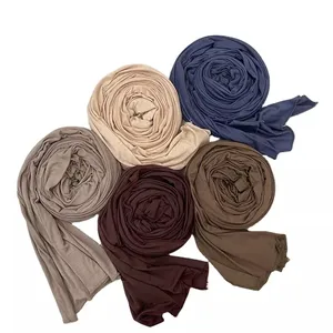 Wholesale 170*55cm Factory Price Shawl Wrap Plain Hijabs Stretchy Fashion Scarf Muslim Women Cotton Modal Jersey Hijab