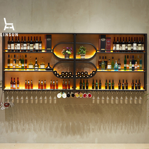 Estante de metal invertido para botellas de vino Iron Art Highball, estante colgante para botellas de vino y mueble de barra para almacenamiento en restaurantes, mobiliario de bar. - Product Image 3