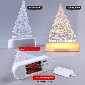 Ornements de veilleuse LED GL-S01 lettres 3D avec fonctionnement sur batterie base en acrylique lumières d'ambiance d'arbre de Noël étanches - Product Image 4