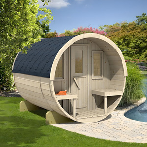 Sauna de Madera de Abeto con Porche para 6 Personas, <span class=keywords><strong>Estufa</strong></span> Eléctrica de Leña para <span class=keywords><strong>Terraza</strong></span> y Jardín, Kit de Ocio Natural para Villa - Product Image 4