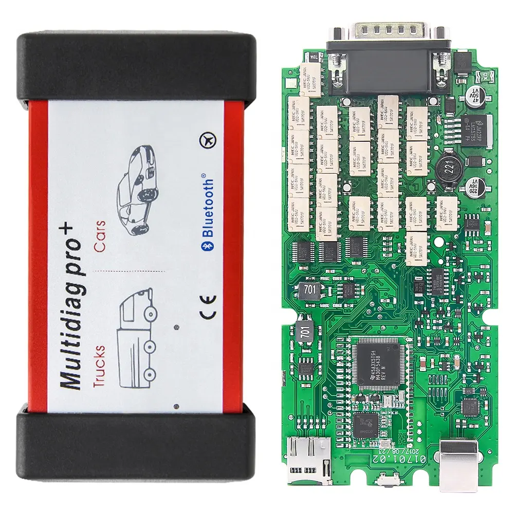 Multimedia Pro + Plus 단일 녹색 PCB NEC 릴레이 V2020.23 701 칩 OBD2 자동 진단 인터페이스