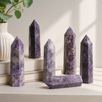 Tour de cristal licorne 16-17cm, pierre de guérison polie violette, décoration d'intérieur, méditation, énergie Reiki, cadeau, collection de minéraux