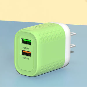 Chargeur de téléphone portable rapide 2A avec deux ports USB, design grille couleur macaron, prise EU US UK, prix d'usine - Product Image 2