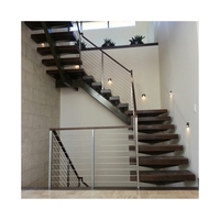 Système d'escalier à poutre centrale préfabriqué de luxe pour intérieur, avec marches en bois dur, pour projets résidentiels aux États-Unis et au Canada
