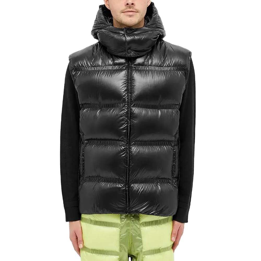 OEM Custom Plus size mens puffer down vest freestyle winter hooded down Vest for men