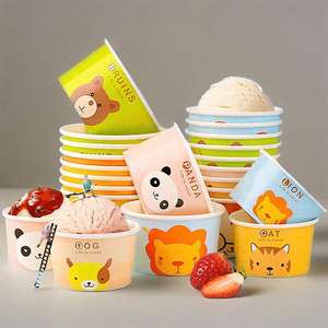 Récipient de papier de crème glacée de haute qualité tasse de papier de crème glacée bol à salade de revêtement de Pla avec des couvercles de papier - Product Image 4