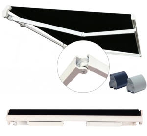 Modern Backyard Aluminum Manual <strong>Retractable</strong> <strong>Patio</strong> <strong>Awning</strong> with Adjustable Angle Polyester Sail PU Coated Finish Wall-Mounted - Product Image 1