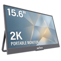 Monitor Portabel Ringan 15,6 Inci 2560X1440 60Hz dengan Speaker Stereo Ganda untuk Hiburan Perjalanan dan Penggunaan Gaming