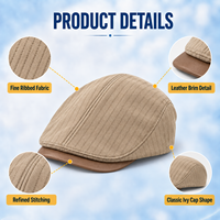 Casquette plate unisexe kaki et marron bicolore, style classique Ivy, rétro vintage, décontractée, pour conducteur, minimaliste, unie, vente en gros