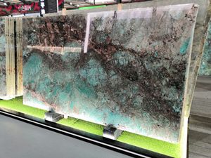 Rétro-éclairage en pierre de marbre naturel transparent semi-précieux Quartzite bleu vert su - Product Image 5