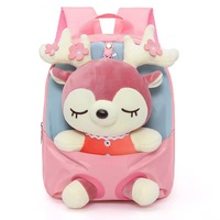 Sac à dos unisexe léger et mignon en peluche douce, motif cerf, panda, koala, licorne, double bretelles, design séparé