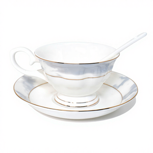 Elegant Fine Bone China Ceramic Tea Cup and Saucer <b>Set</b> with Eco-Friendly Design for Afternoon Tea and Arabic Turkish Coffee - Product Image 1