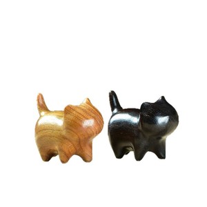 Figurines de chat en bois YiTao, décorations miniatures d'animaux sculptées à la main pour le salon, ornements de bureau, cadeau - Product Image 5