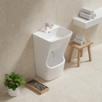 Lavabo ovale moderne pour ablutions musulmanes avec pied, évier à pieds en céramique facile à nettoyer avec drain pour hôtels et appartements