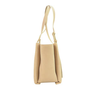 Sac fourre-tout minimaliste en daim beige avec détail de sangle réglable - Product Image 4