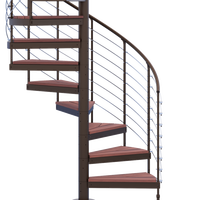 Escalier en colimaçon intérieur de villa duplex moderne de luxe, en métal durable avec marches flottantes, balustrade en acier, éclairage LED