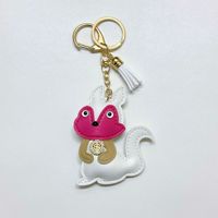 Porte-clés écureuil en cuir PU motif dessin animé mignon avec pompon, breloque animale pour sac, porte-clés de sac à dos, porte-clés de voiture, accessoires de décoration pour sac à main, vente en gros