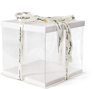 Wholesale price wedding christmas customizable transparent clear cake box with best price