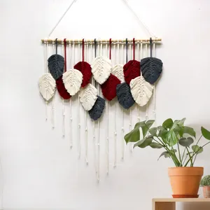 New Bắc Âu Bohemian Tassel Feather Leaf Tùy Chỉnh Crochet Hand Made Trang Trí Nội Thất Treo Tường