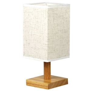 Kanlong USB Operated Modern <strong>Rectangle</strong> Fabric Table <strong>Lamp</strong> Simple Style Tricolor Dimming LED Wooden Base White Shade Bedroom DC - Product Image 2