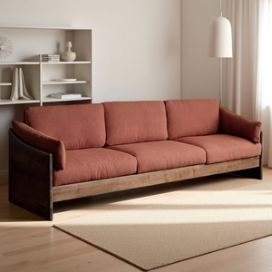 Divano Chesterfield <span class=keywords><strong>Moderno</strong></span> Minimalista Retrò in Legno Massello Stile Rustico a Tre Posti <span class=keywords><strong>con</strong></span> Supporto per Gambe <span class=keywords><strong>Arredamento</strong></span> per Soggiorno Americano - Product Image 2